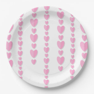 Assiettes En Carton Cœurs roses mignon Saint-Valentin