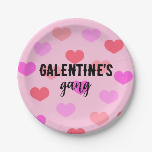 Assiettes En Carton Coeurs roses mignons Galentines Jour Personnalisé