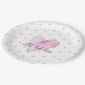 Assiettes En Carton Coeurs roses Motifs Aquarelles Douceur Amour Moder (Angle)