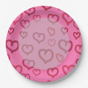 Assiettes En Carton Coeurs roses sur n'importe quelle plaque de papier