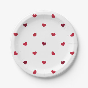 Assiettes En Carton Coeurs rouges