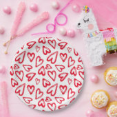 Assiettes En Carton Cœurs rouges dessinés à la main (Fête)