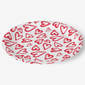 Assiettes En Carton Cœurs rouges dessinés à la main (Angle)