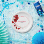 Assiettes En Carton Coeurs rouges mignons Et Damas blancs (Fête)