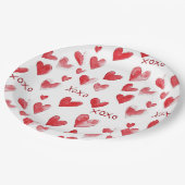 Assiettes En Carton Cœurs Rouges XOXO Amour (Angle)