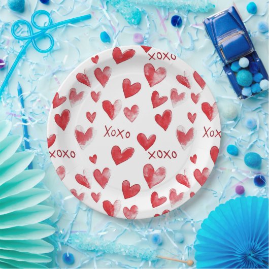 Assiettes En Carton Coeurs rouges XOXO Love (Fête)