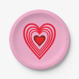 Assiettes En Carton Cœurs Saint Valentin Rose Rouge Amour 4Robin