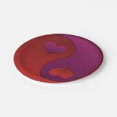 Assiettes En Carton Coeurs Yin Yang violet et rouge (Angle)