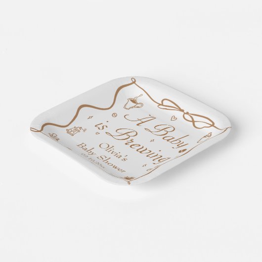 Assiettes En Carton Coffee A Baby is Brewing Baby Shower (Angulaire)