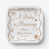 Assiettes En Carton Coffee A Baby is Brewing Baby Shower (Recto)