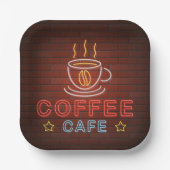 Assiettes En Carton Coffee Cafe Neon Sign (Recto)