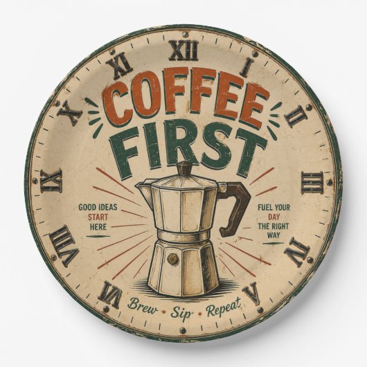Assiettes En Carton Coffee First (Devant)