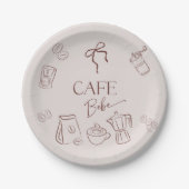 Assiettes En Carton Coffee Theme Beige Cafe Bebe Brewing Baby Shower (Devant)