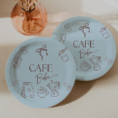 Assiettes En Carton Coffee Theme Blue Bow Cafe Bebe Boy Baby Shower
