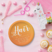 Assiettes En Carton Coiffeur Salon de Maquillage Chic Ciseaux Orange O (Fête)