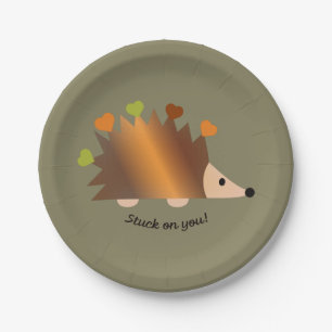 Assiettes En Carton Coincé sur vous Hérisson et Coeurs