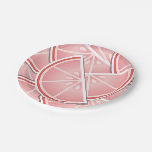 Assiettes En Carton Coincés de pamplemousse rose (Angle)