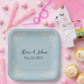 Assiettes En Carton Coins dentelle Mariage blanc (Fête)