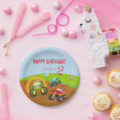 Assiettes En Carton Colful Birthday Boy Monster Trucks with Age (Fête)