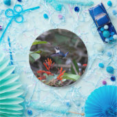 Assiettes En Carton Colibri en vol et fleurs rouges (Fête)