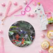 Assiettes En Carton Colibri en vol et fleurs rouges (Fête)