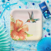 Assiettes En Carton Colibri et fleur d'Hibiscus (Fête)