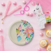 Assiettes En Carton Colibri et fleurs d'aquarelle (Fête)