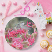Assiettes En Carton Colibri et fleurs roses (Fête)
