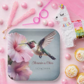 Assiettes En Carton Colibri et Mariage d'Hibiscus | Bleu (Fête)