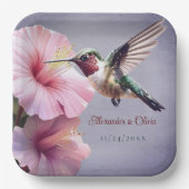 Assiettes En Carton Colibri et Mariage d'Hibiscus | Pourpre (Recto)