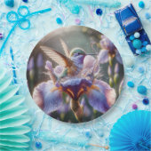 Assiettes En Carton Colibri S'Éclaboussant Dans Un Iris (Fête)