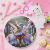Assiettes En Carton Colibri S'Éclaboussant Dans Un Iris (Fête)