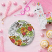 Assiettes En Carton Colibris et bouquet tropical (Fête)