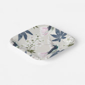 Assiettes En Carton Colibris et fleurs blanches. (Angulaire)