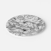 Assiettes En Carton Colibris et fleurs d'hibiscus b&w (Angle)