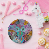 Assiettes En Carton Collage Abstrait des éléphants - textures mixtes (Fête)