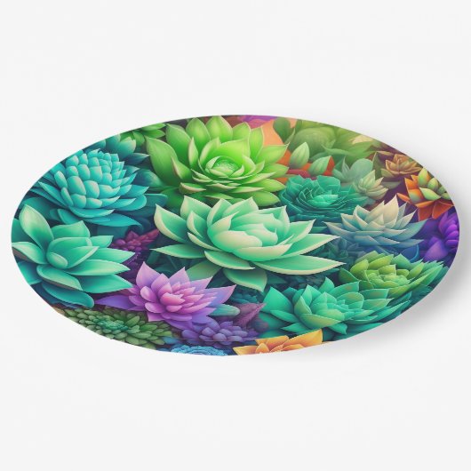 Assiettes En Carton Collage Aloe Vera et Succulents (Angle)