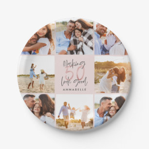 Assiettes En Carton Collage de photos de la parties scintillant rose d