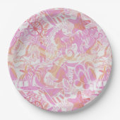 Assiettes En Carton Collage de plage nautique Hot Pink ID840 (Devant)