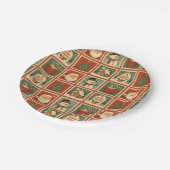 Assiettes En Carton Collage de timbre de Noël rétro (Angle)