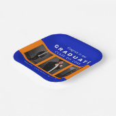 Assiettes En Carton Collage d'études photo Diplômé Orange et Bleu (Angulaire)