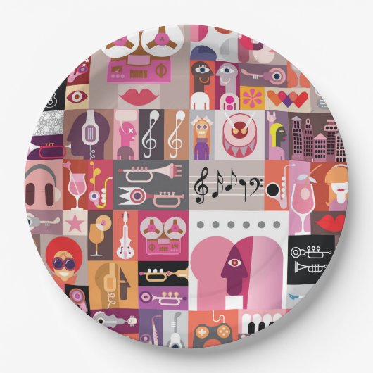 Assiettes En Carton Collage graphique (Devant)