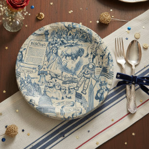 Assiettes En Carton Collage Histoire Américaine Vintage USA 250 ID1308