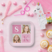 Assiettes En Carton Collage photo fille rose mignonne fête d'anniversa (Fête)