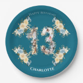 Assiettes En Carton Collage photo turquoise 13e anniversaire Fleur Jau (Devant)