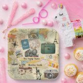 Assiettes En Carton Collage Vintage voyage (Fête)