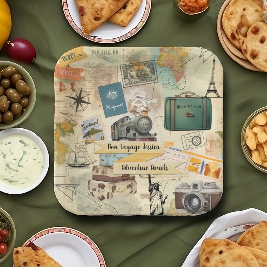 Assiettes En Carton Collage Vintage voyage