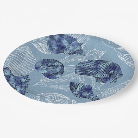 Assiettes En Carton Collection de coquillages marins - Toutes les tail (Angle)
