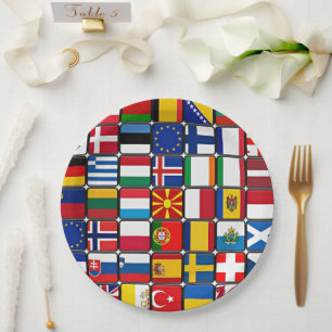 Assiettes En Carton collection de drapeaux internationaux,
