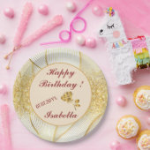 Assiettes En Carton Collection de lignes blanches dorées florales mode (Fête)